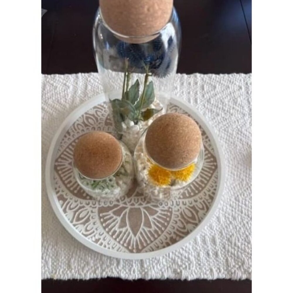 Decorative Serving Tray Round: Farmhouse Coffee Table Tray